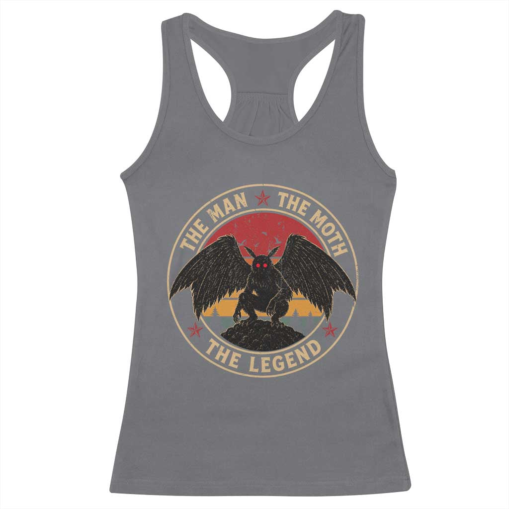 Funny Mothman The Man The Moth The Legend Racerback Tank Top Retro Folklore Creepy Cryptid TS11 Charcoal Print Your Wear