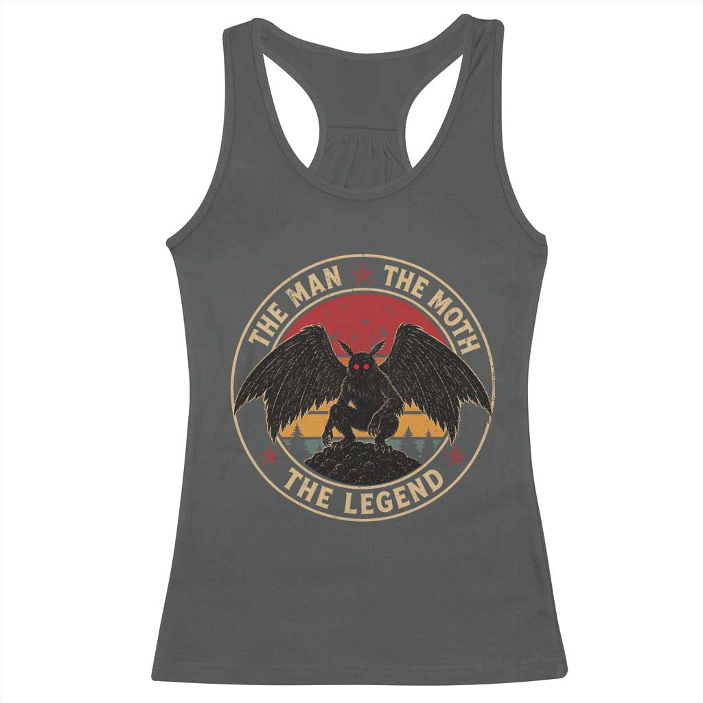 Funny Mothman The Man The Moth The Legend Racerback Tank Top Retro Folklore Creepy Cryptid TS11 Dark Heather Print Your Wear