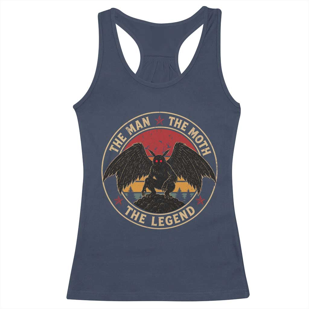 Funny Mothman The Man The Moth The Legend Racerback Tank Top Retro Folklore Creepy Cryptid TS11 Navy Print Your Wear