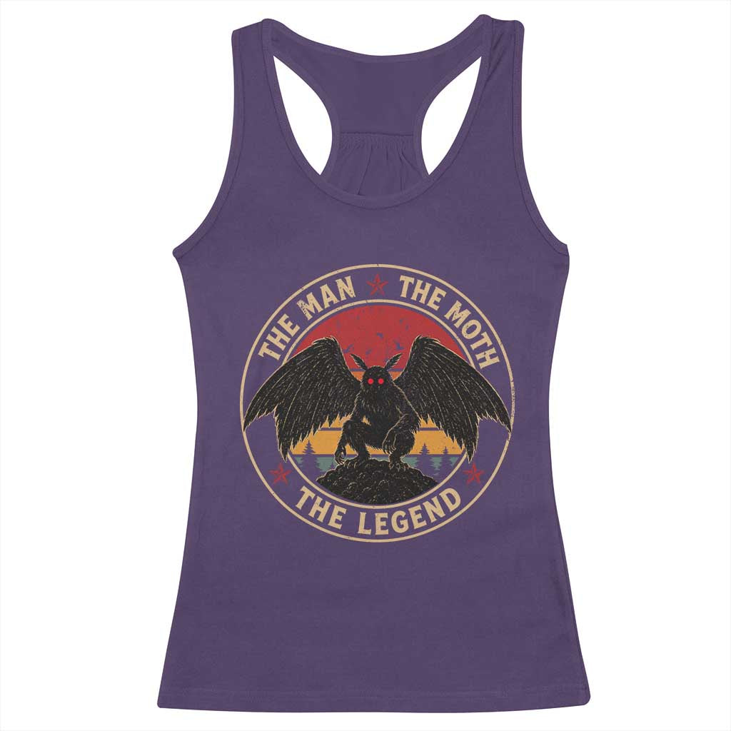 Funny Mothman The Man The Moth The Legend Racerback Tank Top Retro Folklore Creepy Cryptid TS11 Purple Print Your Wear