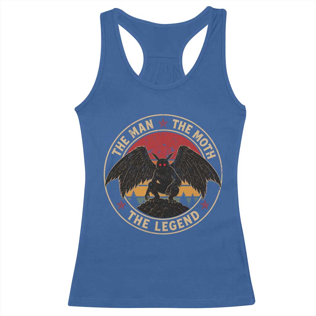 Funny Mothman The Man The Moth The Legend Racerback Tank Top Retro Folklore Creepy Cryptid TS11 Royal Blue Print Your Wear