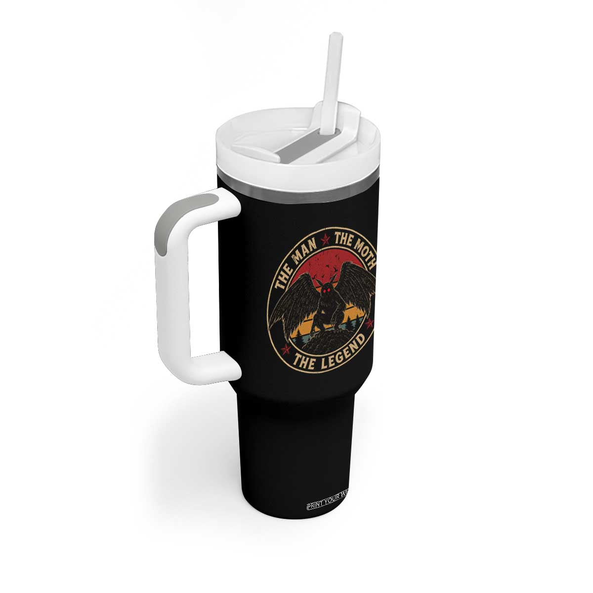 Funny Mothman The Man The Moth The Legend Tumbler With Handle Retro Folklore Creepy Cryptid TS11 Print Your Wear