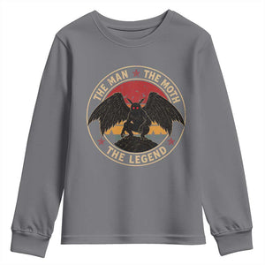 Funny Mothman The Man The Moth The Legend Youth Sweatshirt Retro Folklore Creepy Cryptid TS11 Charcoal Print Your Wear