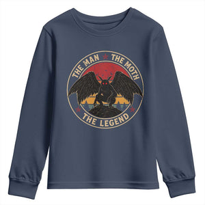 Funny Mothman The Man The Moth The Legend Youth Sweatshirt Retro Folklore Creepy Cryptid TS11 Navy Print Your Wear