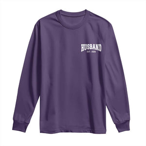 Husband Est 2026 Long Sleeve Shirt Just Married Couple Matching Wedding Honeymoon TS11 Purple Print Your Wear