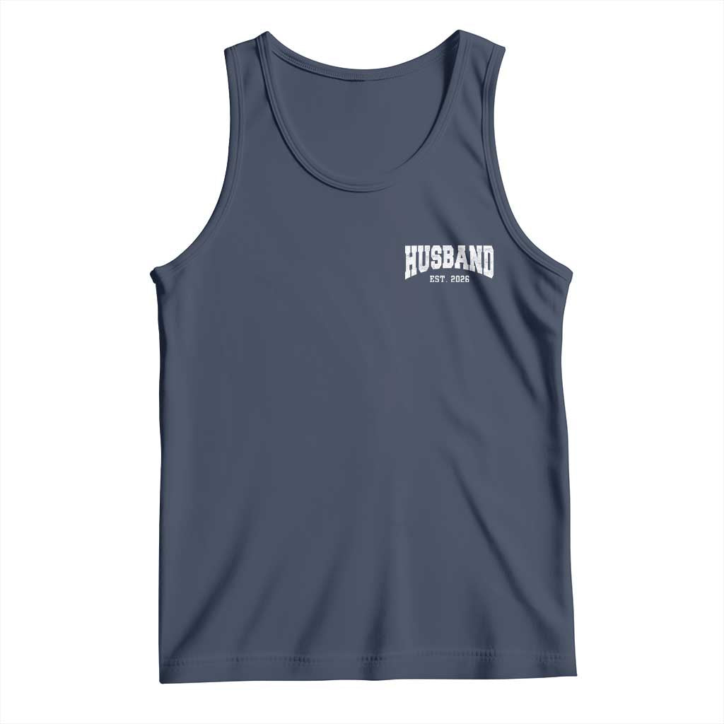 Husband Est 2026 Tank Top Just Married Couple Matching Wedding Honeymoon TS11 Navy Print Your Wear