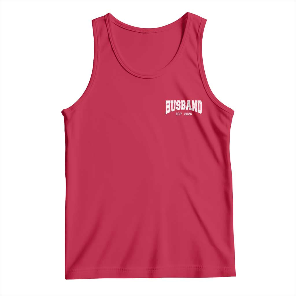 Husband Est 2026 Tank Top Just Married Couple Matching Wedding Honeymoon TS11 Red Print Your Wear