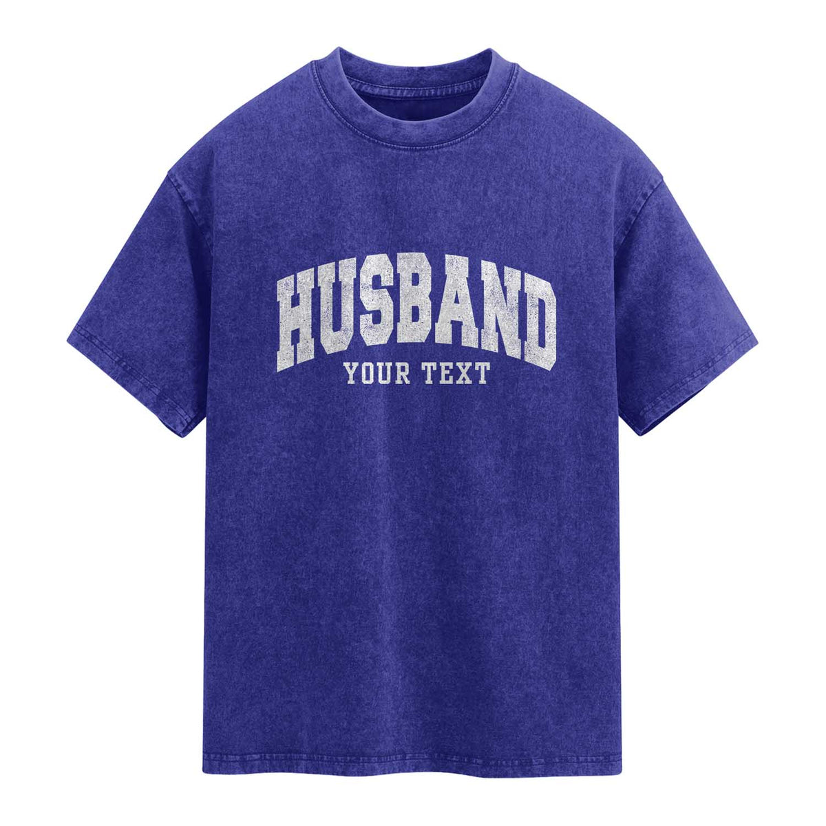 Personalized Husband Washed Cotton T-Shirt Custom Text Name Hubby Marriage Anniversary Couple Gift