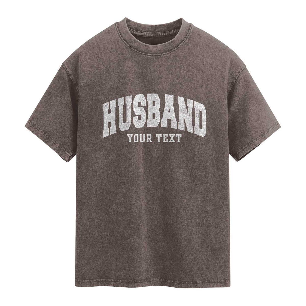 Personalized Husband Washed Cotton T-Shirt Custom Text Name Hubby Marriage Anniversary Couple Gift
