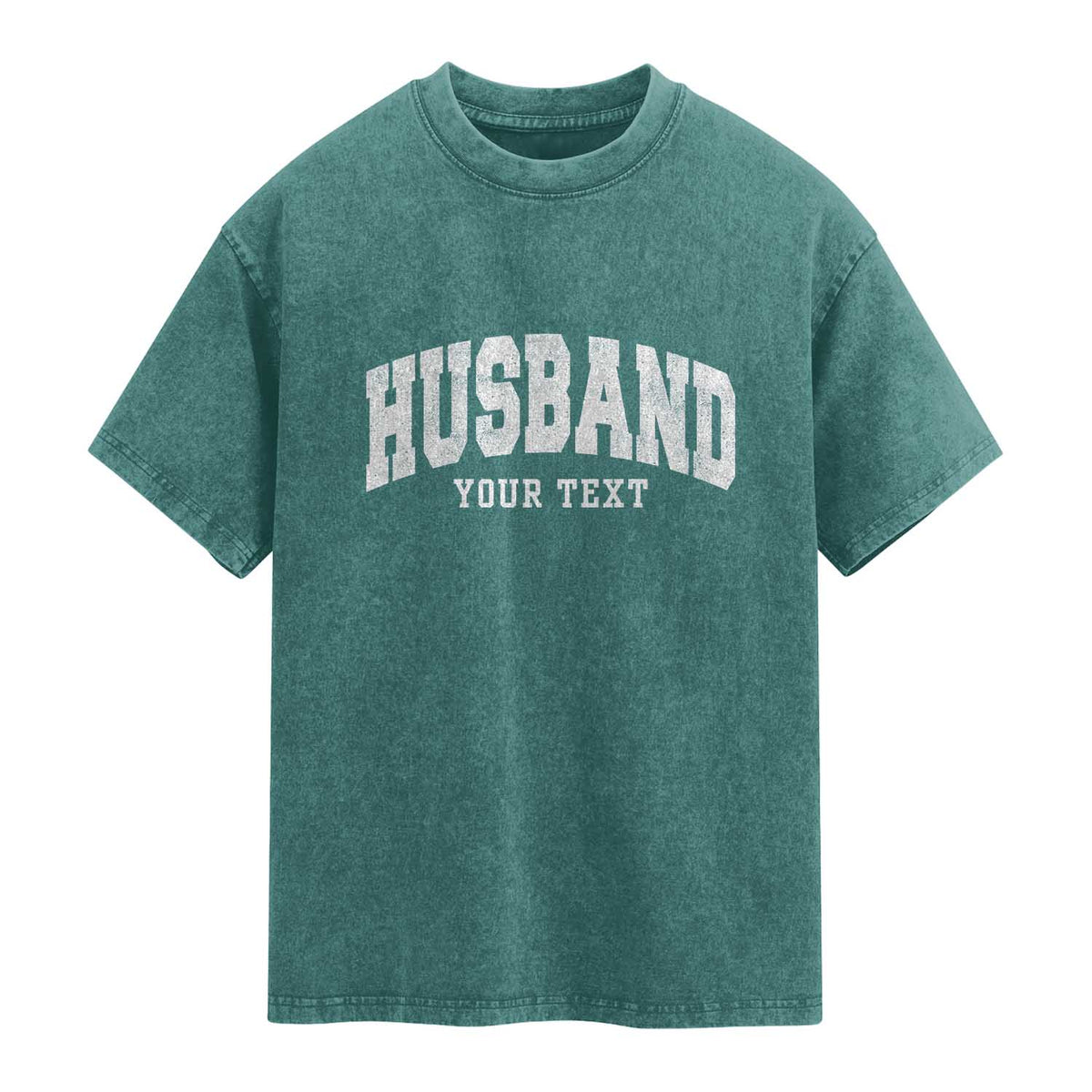 Personalized Husband Washed Cotton T-Shirt Custom Text Name Hubby Marriage Anniversary Couple Gift