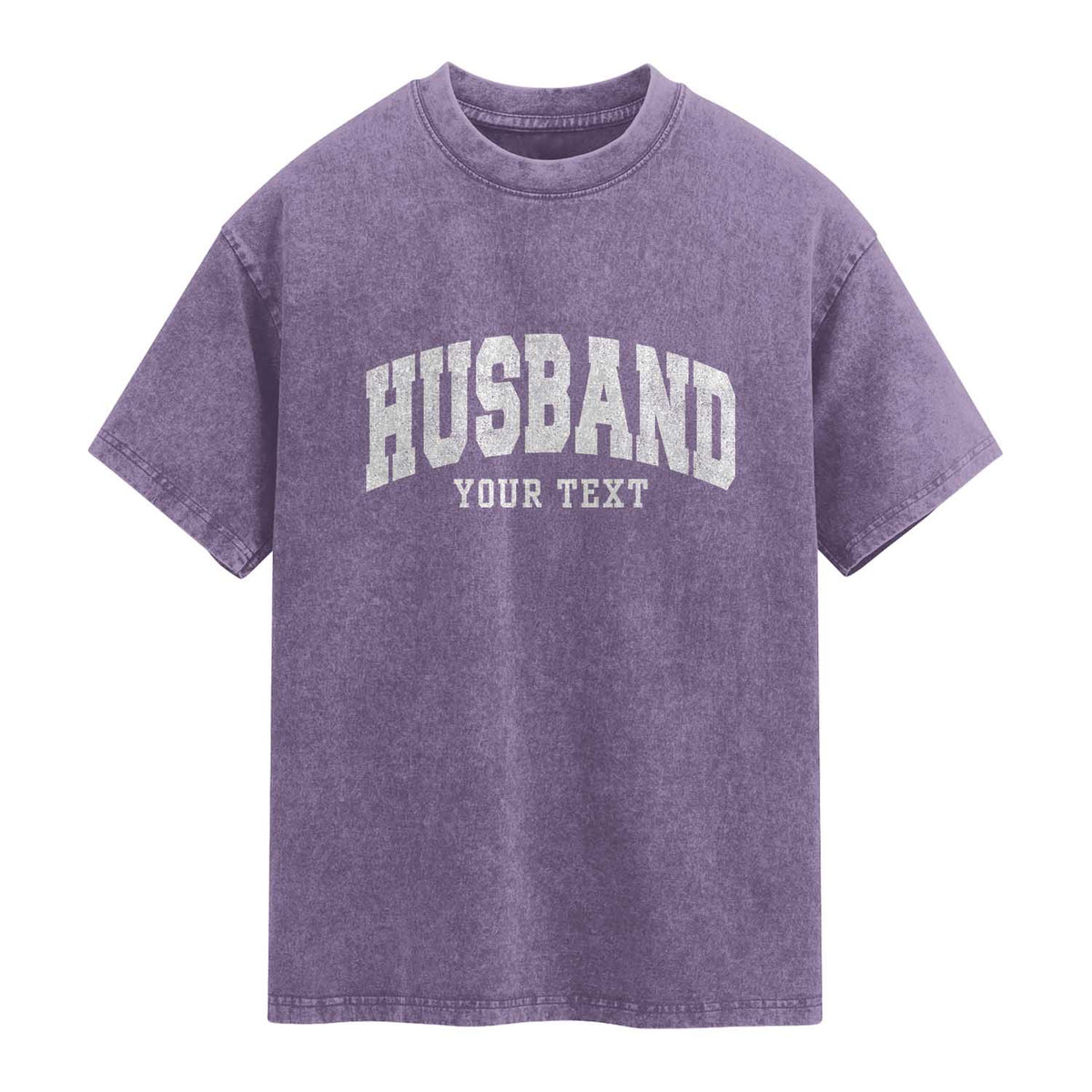 Personalized Husband Washed Cotton T-Shirt Custom Text Name Hubby Marriage Anniversary Couple Gift