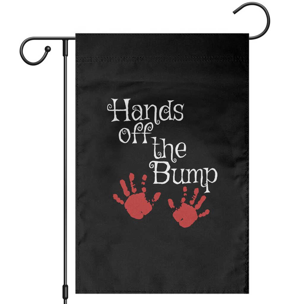 Pregnancy Announcement Garden Flag Hands Off The Bump Halloween Pregnant Red Baby Handprint TS11 Black Print Your Wear