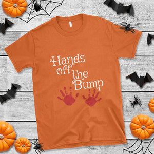 Pregnancy Announcement T Shirt Hands Off The Bump Halloween Pregnant Red Baby Handprint TS11 Orange Print Your Wear