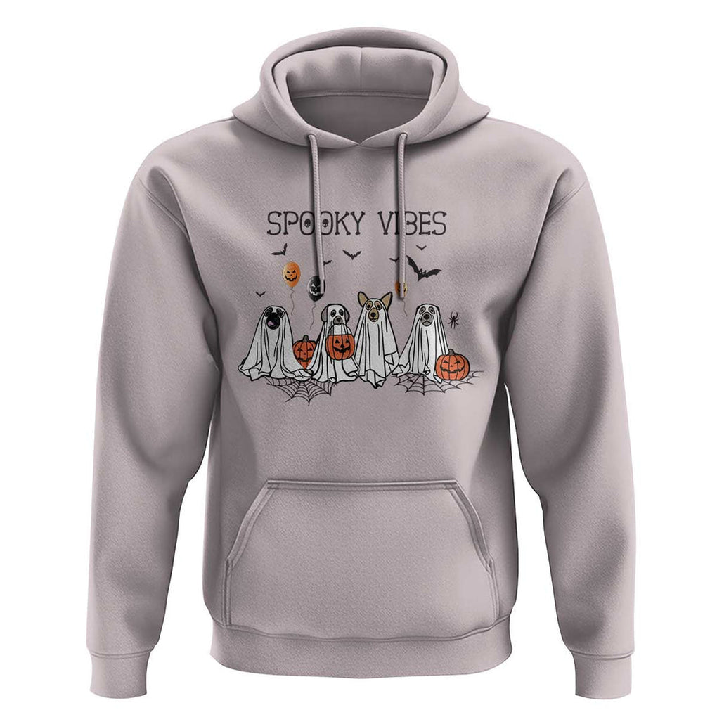 Halloween Hoodie Spooky Vibes Cute Dog Ghost Pumpkin TS11 Ice Gray Print Your Wear
