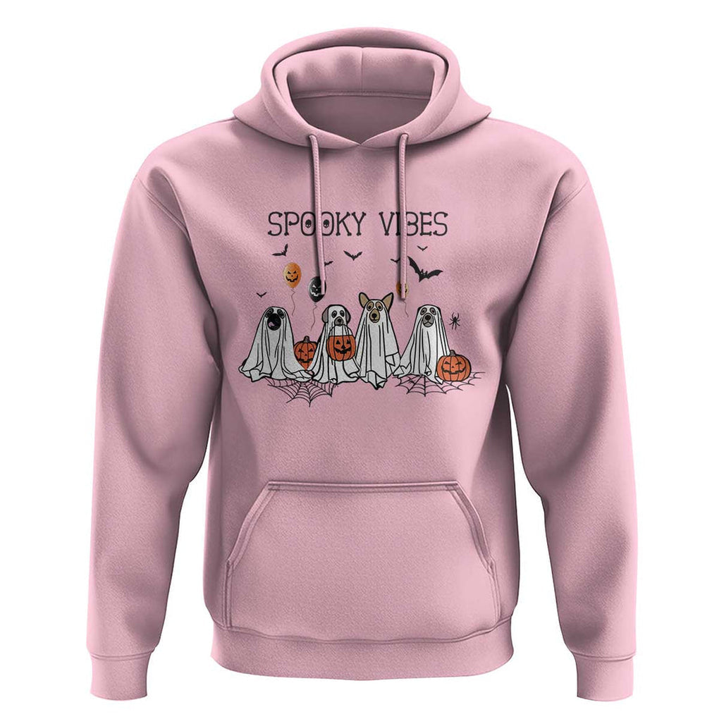 Halloween Hoodie Spooky Vibes Cute Dog Ghost Pumpkin TS11 Light Pink Print Your Wear