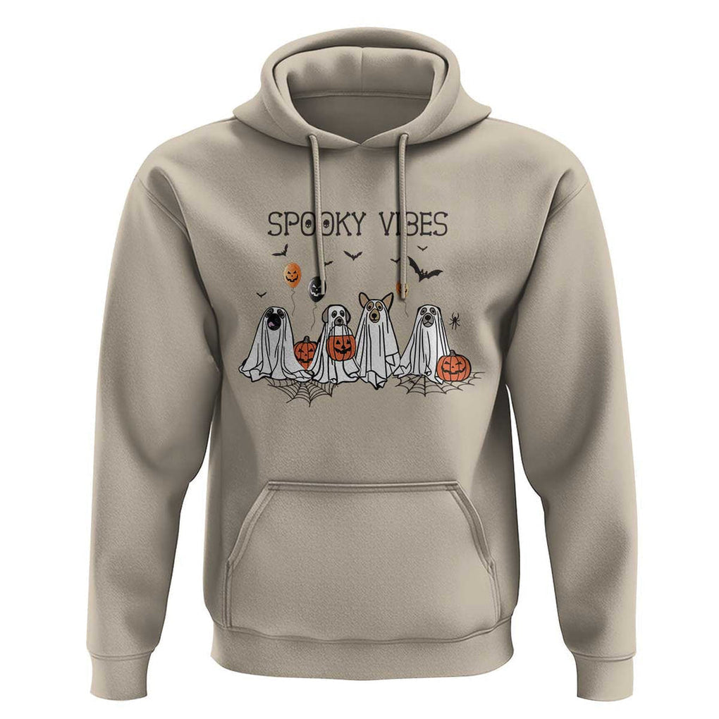 Halloween Hoodie Spooky Vibes Cute Dog Ghost Pumpkin TS11 Sand Print Your Wear