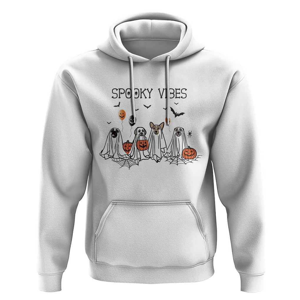 Halloween Hoodie Spooky Vibes Cute Dog Ghost Pumpkin TS11 White Print Your Wear