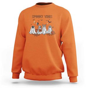 Halloween Sweatshirt Spooky Vibes Cute Dog Ghost Pumpkin TS11 Orange Print Your Wear