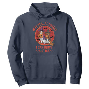 Funny Halloween Dog Hoodie Why Yes Actually I Can Drive A Stick Witch TS11 Navy Print Your Wear