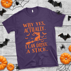 Halloween Dog T Shirt Why Yes Actually I Can Drive A Stick Witch TS11 Purple Print Your Wear