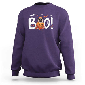 Funny French Bulldog Halloween Sweatshirt Boo Cute Dog Pumpkin Bat Maple Leaf Pet TS11 Purple Print Your Wear