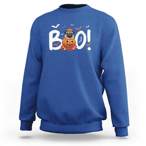 Funny French Bulldog Halloween Sweatshirt Boo Cute Dog Pumpkin Bat Maple Leaf Pet TS11 Royal Blue Print Your Wear