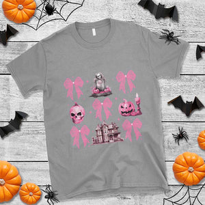 Halloween T Shirt Pink Bow Skull Haunted House Coquette Aesthetic TS11 Sport Gray Print Your Wear