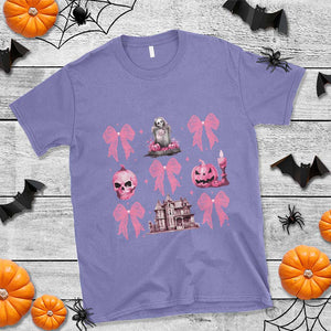 Halloween T Shirt Pink Bow Skull Haunted House Coquette Aesthetic TS11 Violet Print Your Wear