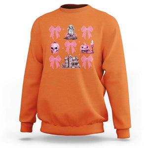 Halloween Sweatshirt Pink Bow Skull Haunted House Coquette Aesthetic TS11 Orange Print Your Wear