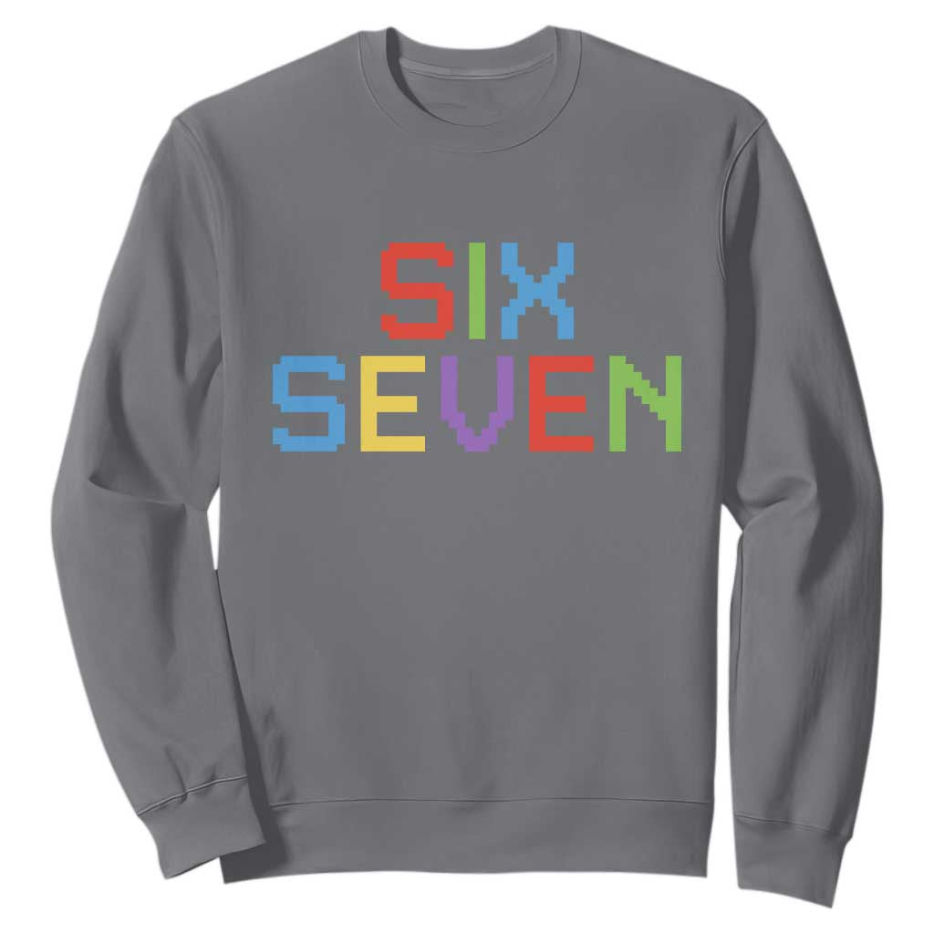 Six Seven Meme Pixel 67 Gen Alpha Meme Sweatshirt TS11 Charcoal Print Your Wear