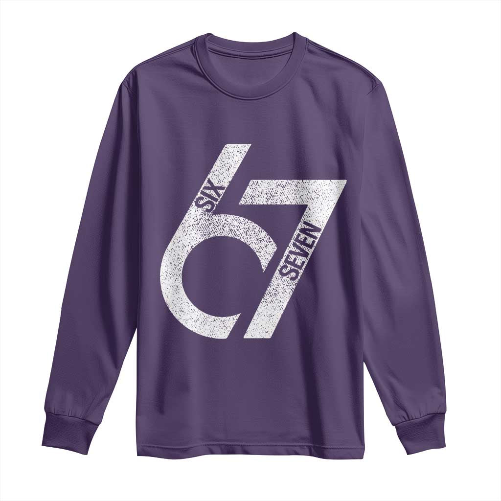 Funny Six Seven 67 Meme Gen Alpha Slang Long Sleeve Shirt TS11 Purple Print Your Wear
