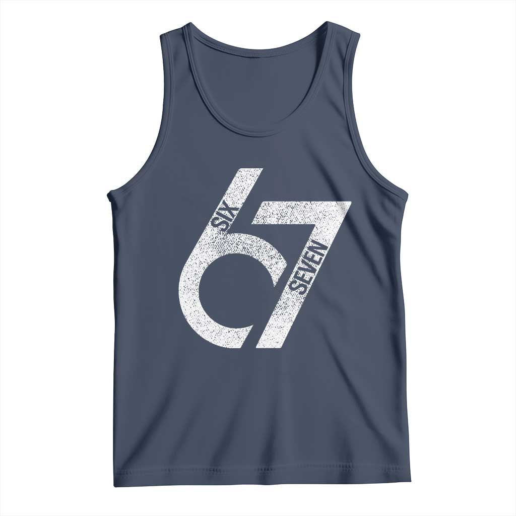 Funny Six Seven 67 Meme Gen Alpha Slang Tank Top TS11 Navy Print Your Wear