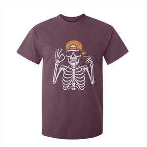 Funny Six Seven 67 Skeleton Gen Alpha Halloween Meme T Shirt For Kid TS11 Maroon Print Your Wear