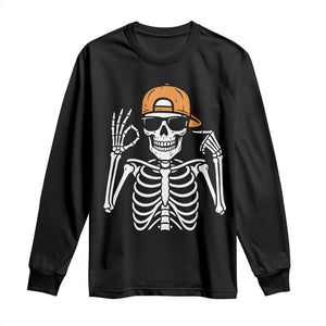 Funny Six Seven 67 Skeleton Gen Alpha Halloween Meme Long Sleeve Shirt TS11 Black Print Your Wear