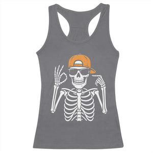 Funny Six Seven 67 Skeleton Gen Alpha Halloween Meme Racerback Tank Top TS11 Charcoal Print Your Wear