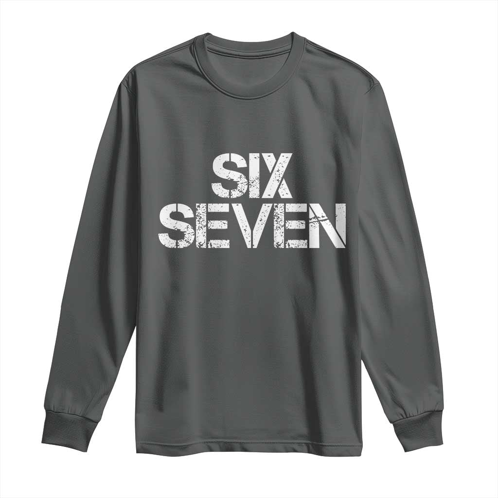 Six Seven Meme Vintage 67 Gen Alpha Meme Long Sleeve Shirt TS11 Dark Heather Print Your Wear