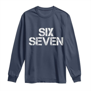 Six Seven Meme Vintage 67 Gen Alpha Meme Long Sleeve Shirt TS11 Navy Print Your Wear