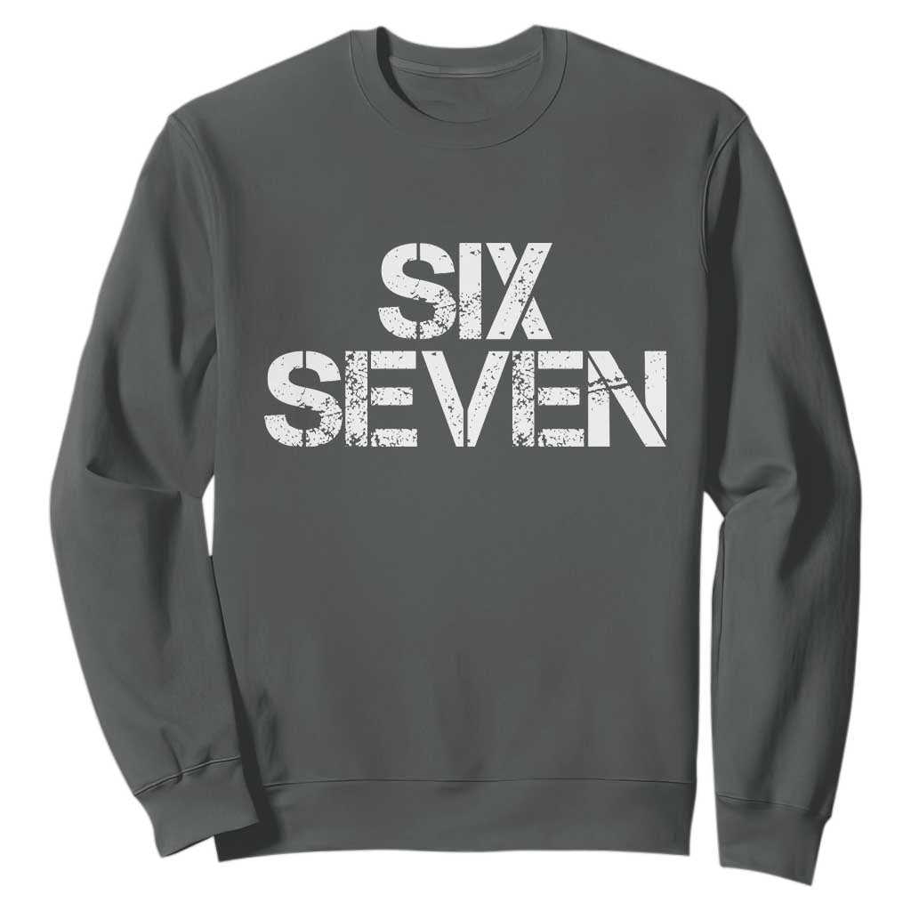 Six Seven Meme Vintage 67 Gen Alpha Meme Sweatshirt TS11 Dark Heather Print Your Wear