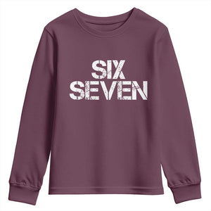 Six Seven Meme Vintage 67 Gen Alpha Meme Youth Sweatshirt TS11 Maroon Print Your Wear