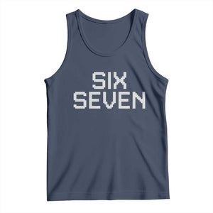 Six Seven Meme Pixel 67 Gen Alpha Internet Joke Tank Top TS11 Navy Print Your Wear
