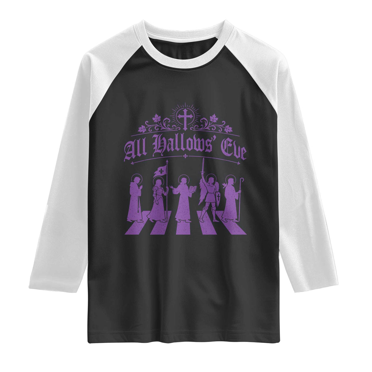 All Hallows Eve Raglan Shirt Saint Procession Catholic Christian Halloween