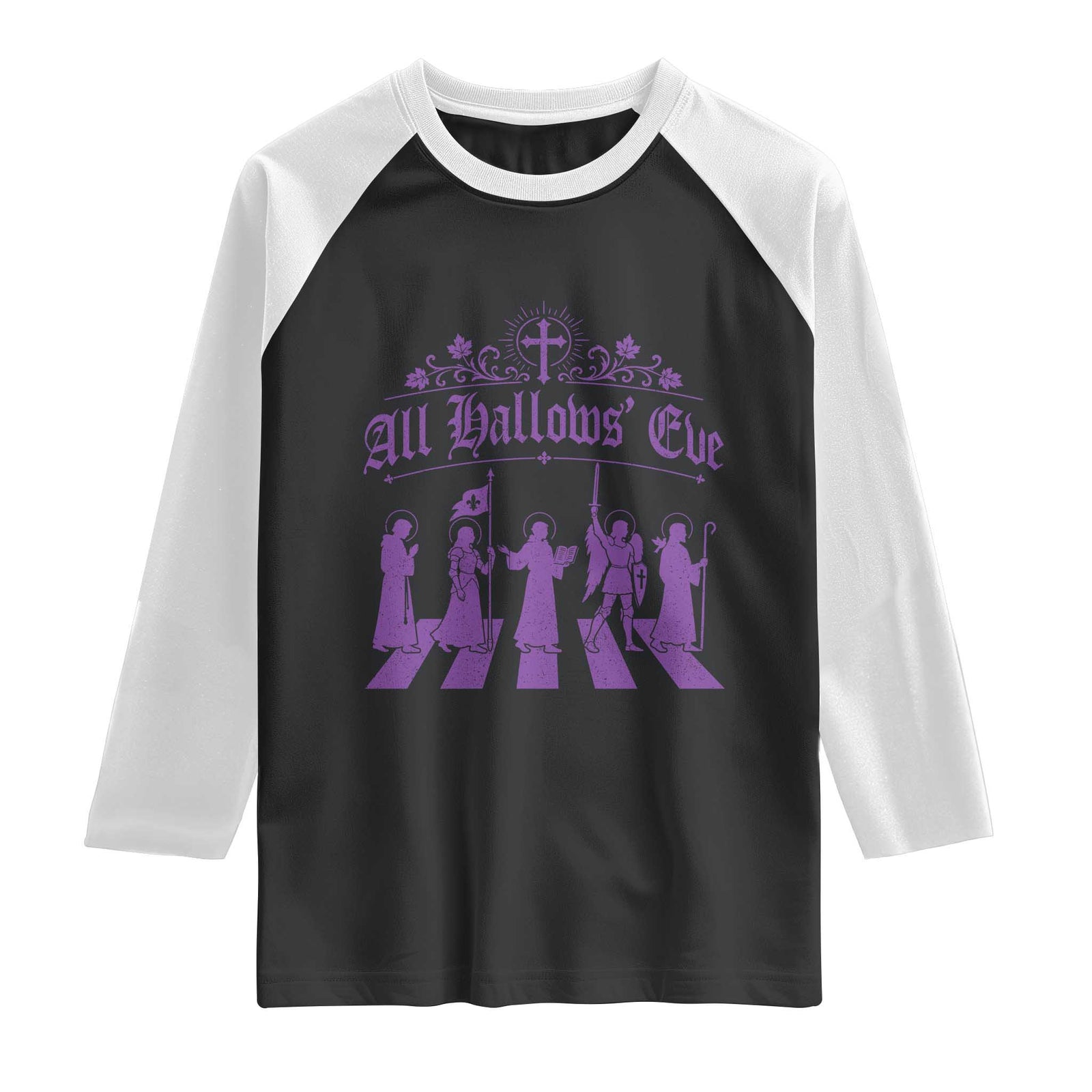 All Hallows Eve Raglan Shirt Saint Procession Catholic Christian Halloween