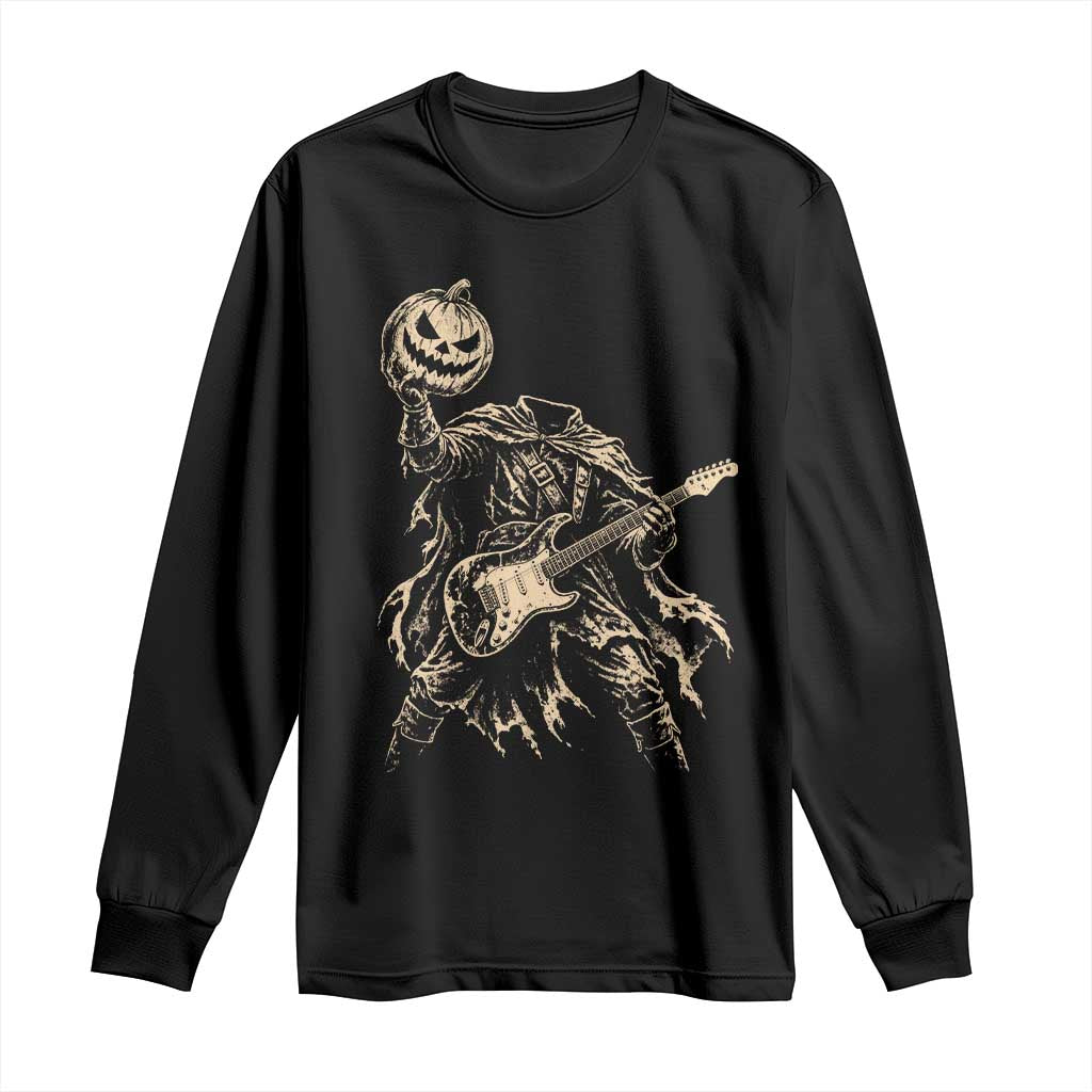 Vintage Headless Horseman Playing Guitar Halloween Long Sleeve Shirt Horror Rock Music Lover