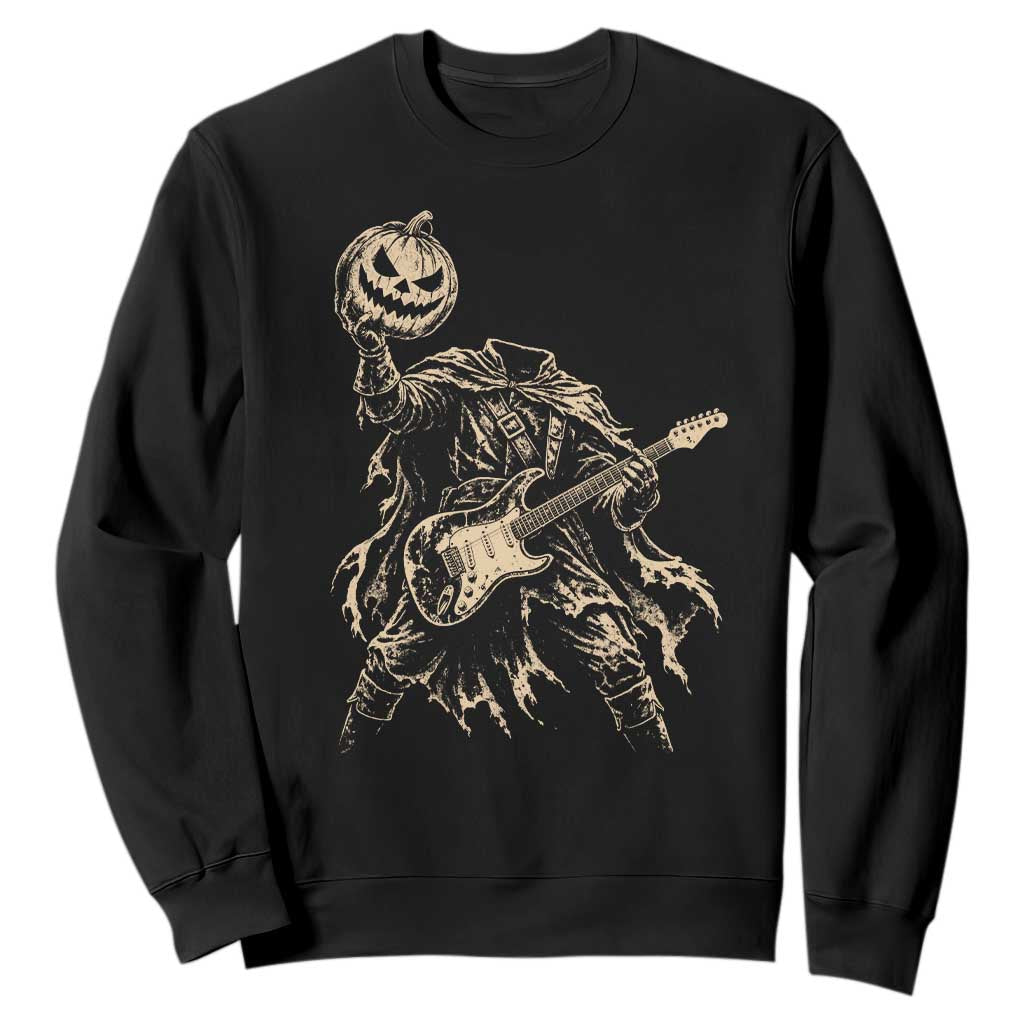 Vintage Headless Horseman Playing Guitar Halloween Sweatshirt Horror Rock Music Lover