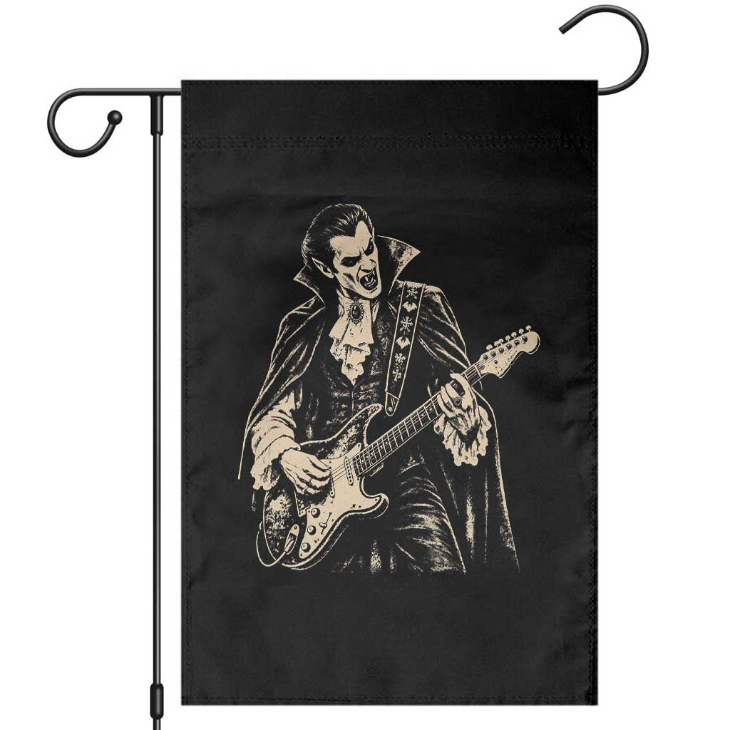 Vintage Vampire Playing Guitar Halloween Garden Flag Rock Music Lover