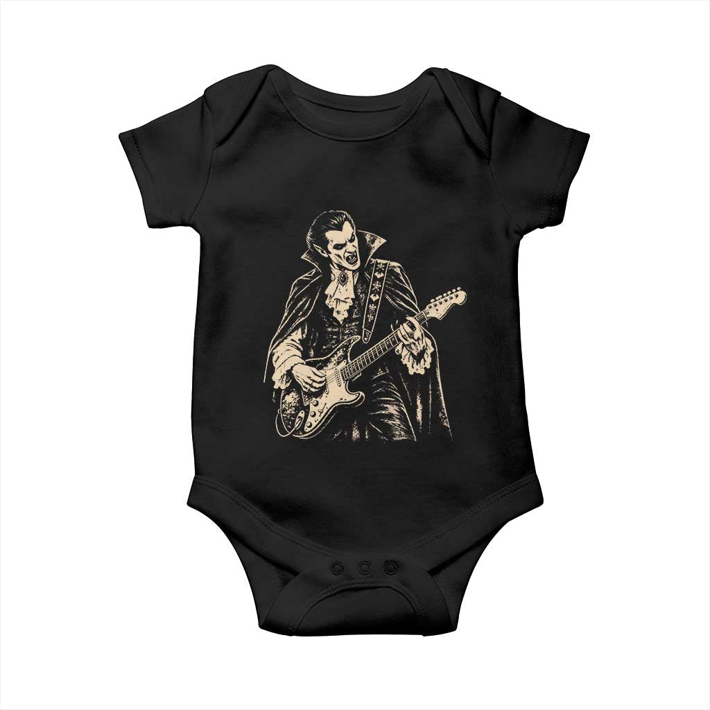 Vintage Vampire Playing Guitar Halloween Baby Onesie Rock Music Lover