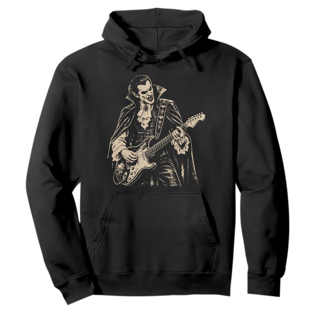 Vintage Vampire Playing Guitar Halloween Hoodie Rock Music Lover