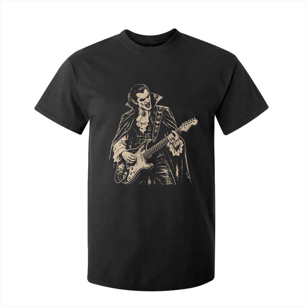Vintage Vampire Playing Guitar Halloween T Shirt For Kid Rock Music Lover