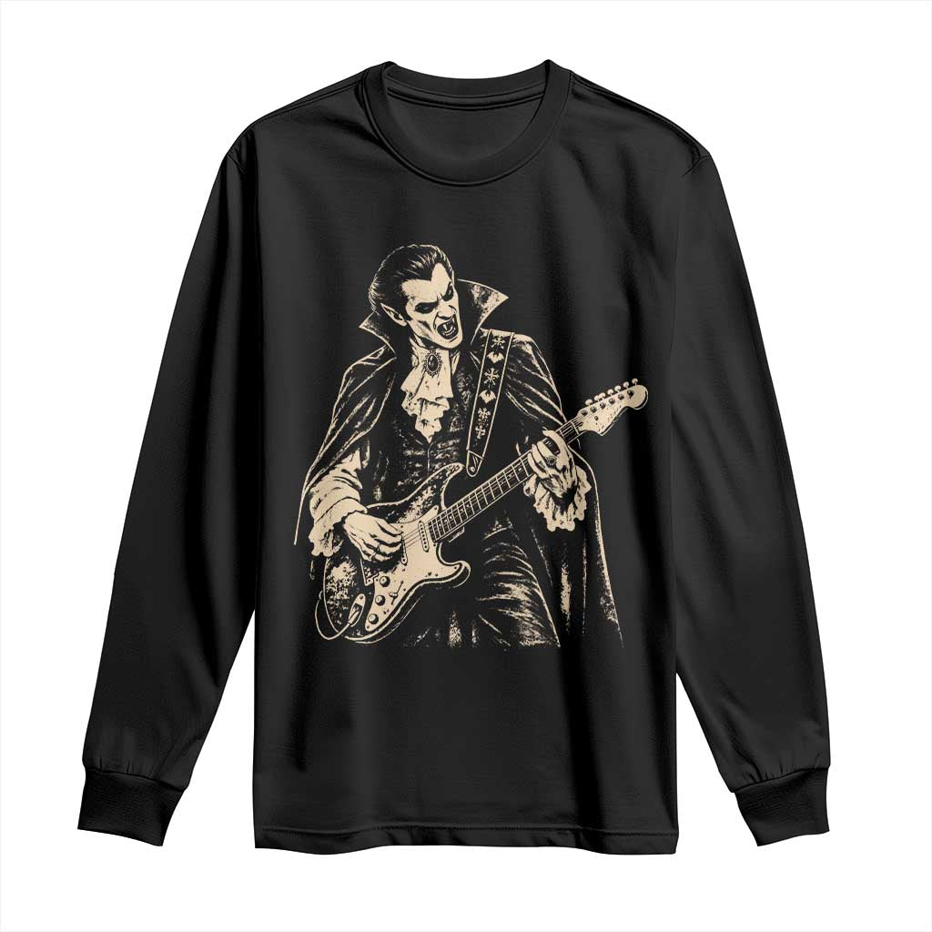 Vintage Vampire Playing Guitar Halloween Long Sleeve Shirt Rock Music Lover