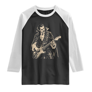 Vintage Vampire Playing Guitar Halloween Raglan Shirt Rock Music Lover